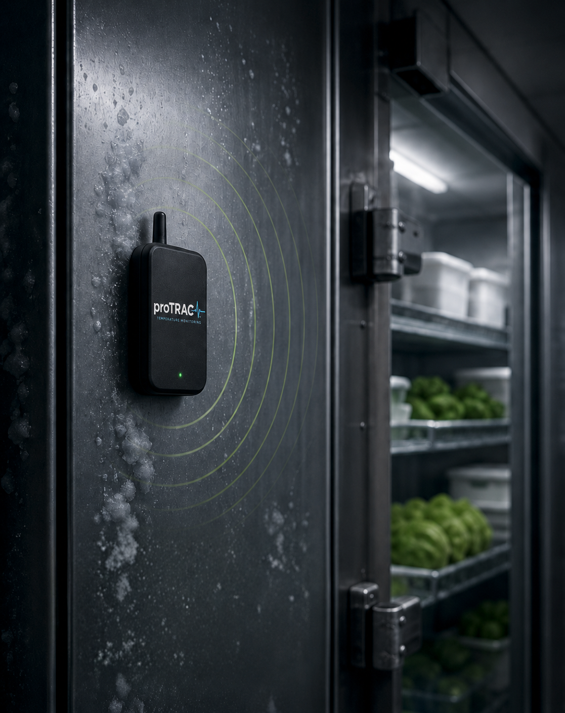 HumiTEC proTEC sensor mounted inside a walk-in cooler